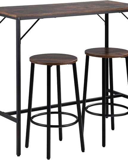 VEVOR Bar Table and Chairs Set 39" Pub Table Set with 2 Bar Stools Kitchen Dining Table and Chairs Set for 2 Iron Frame Counter Height Dining Sets for Home, Kitchen, Living Room - LeafyLoom