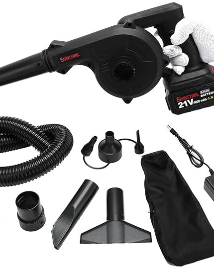 Mini Blower Black,2- in-1 Cordless Small Blower with 21v Lithium Battery,Compact Blower for Inflating,Blowing Leaf,Clearing Dust & Small Trash,Car,Computer Host,Hard to Clean Corner by SHINTYOOL - LeafyLoom