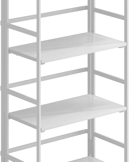 No-Assembly Folding Bookshelf Storage Shelves 4 Tiers Vintage Multifunctional Plant Flower Stand Storage Rack Shelves Bookcase for Home Office(All White) - LeafyLoom