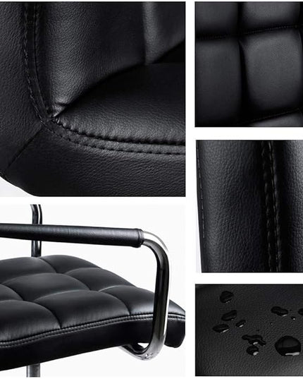 Yaheetech Desk Chair - Office Chair with Arms/Wheels for Students Swivel Faux Leather Home Computer Black - LeafyLoom