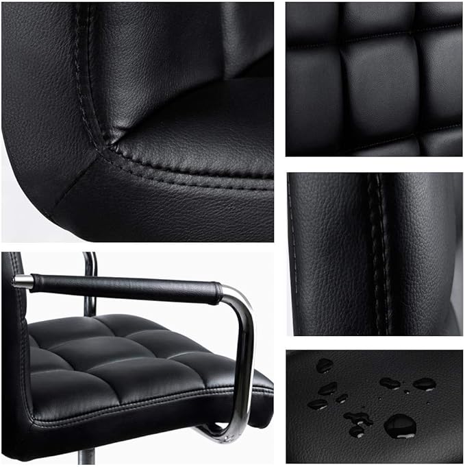 Yaheetech Desk Chair - Office Chair with Arms/Wheels for Students Swivel Faux Leather Home Computer Black - LeafyLoom