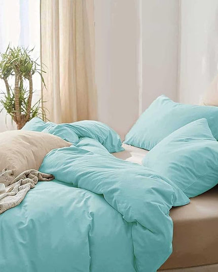 ETDIFFE Turquoise Queen Size Comforter, 3 Piece Aesthetic Modern Teal Bedding Set - Soft & Lightweight All Season Microfiber Down Alternative Bed Comforter with 2 Pillow Shams for Women Men - LeafyLoom