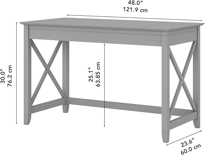 Bush Furniture Key West 48W Writing Desk in Cape Cod Gray - LeafyLoom