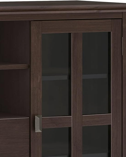 SIMPLIHOME Artisan SOLID WOOD 53 Inch Wide Contemporary Tall TV Media Stand in Dark Chestnut Brown for TVs up to 60 Inches, For the Living Room and Entertainment Center - LeafyLoom