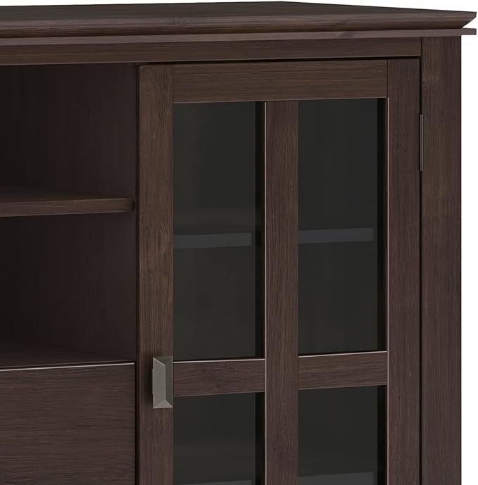 SIMPLIHOME Artisan SOLID WOOD 53 Inch Wide Contemporary Tall TV Media Stand in Dark Chestnut Brown for TVs up to 60 Inches, For the Living Room and Entertainment Center - LeafyLoom