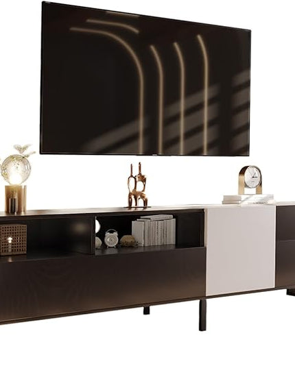 NicBex TV Stand for 80 Inch TV Modern TV Media Console Table with Double Storage Space and Drop Down Door,Entertainment Center with Storage for Living Room,Bedroom,70.9 Inch,Black - LeafyLoom