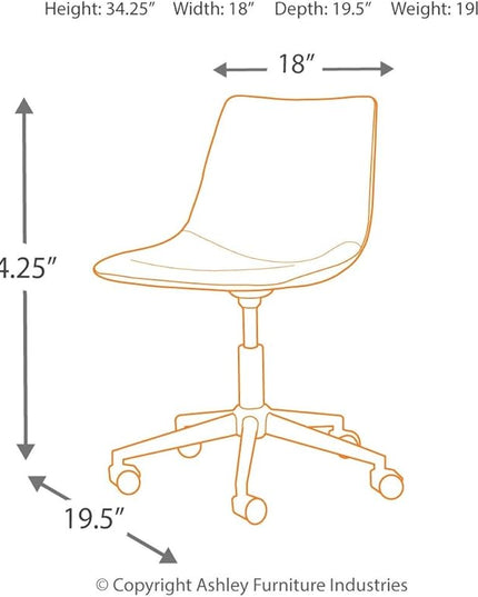 Signature Design by Ashley Faux Leather Adjustable Swivel Bucket Seat Home Office Desk Chair, Brown - LeafyLoom