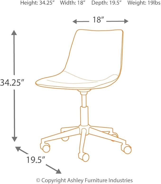 Signature Design by Ashley Faux Leather Adjustable Swivel Bucket Seat Home Office Desk Chair, Brown - LeafyLoom