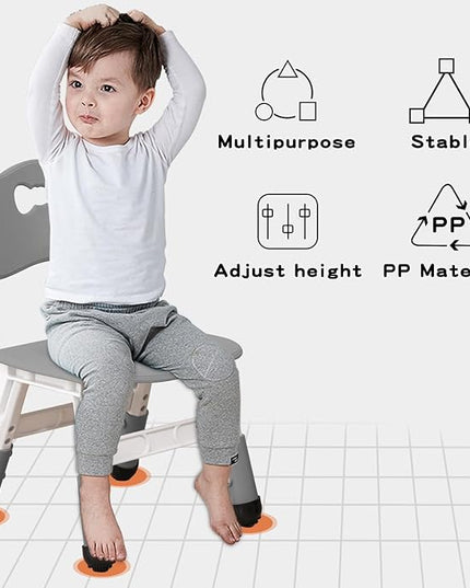 Adjustable Kid Chairs Indoor 3 Level Adjustable Suitable for Children Age 2-6. Maximum load-bearing 220LBS Suitable for Family Classroom and Nursery Child Seat Set (2-Pack-Dark Grey) - LeafyLoom