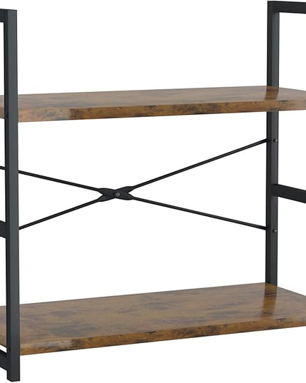 NUMENN 2 Tier Bookshelf, Tall Bookcase Shelf Storage Organizer, Modern Book Shelf for Bedroom, Living Room and Home Office, Vintage - LeafyLoom