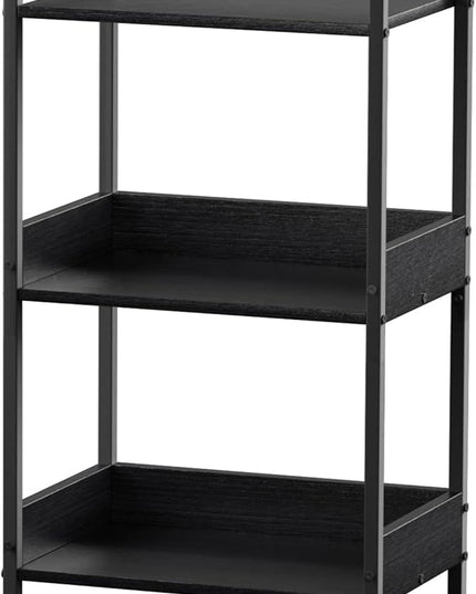 Bookshelf, 3 Tier Industrial Small Book Shelf, Small Storage Bookcase with Organizer, Freestanding Open Shelf for Small Spaces, Bedroom, Living Room Black BS70BS - LeafyLoom