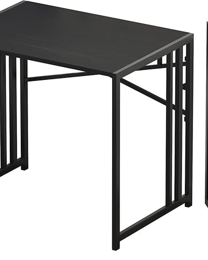 Small Folding Computer Desk 32 inch, Writing Gaming Computer Desk for Small Spaces, No Assembly Required Small Office Desk, Black - LeafyLoom