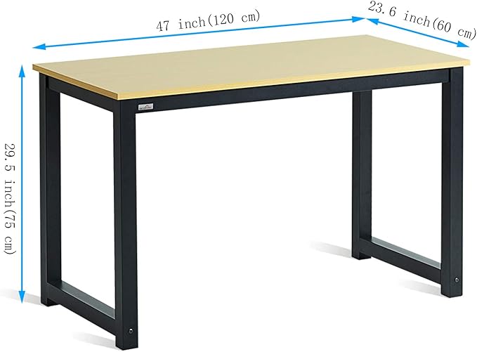 Computer Desk 47" PC Laptop Study Table Office Desk Workstation for Home Office,with Leg Bars,Modern Industrial Style,Oak Board Black Leg - LeafyLoom