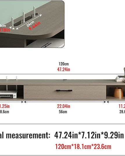 Pmnianhua Floating TV Stand,47'' Wall Mounted Floating Media Console for TVs up to 50 inches,Floating TV Shelf with Storage for Gaming Consoles Small Spaces Apartments, Bedrooms (Light Grey Oak) - LeafyLoom
