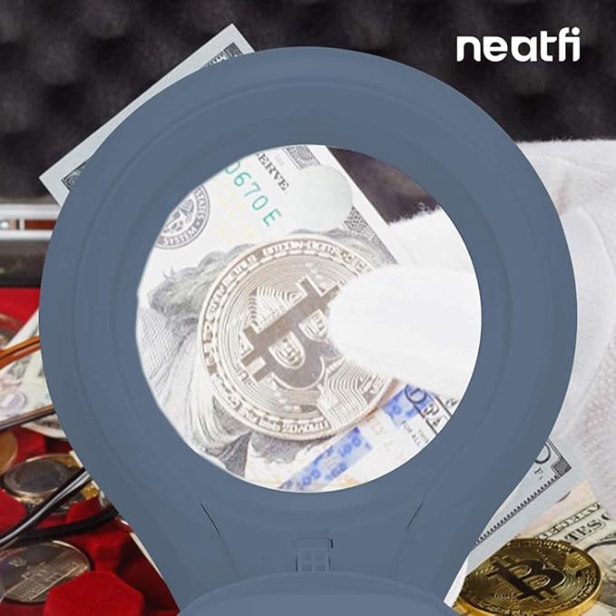 (New Model) Neatfi Bifocals 1,200 Lumens Super LED Magnifying Lamp with Clamp, 5D + 20D, Dimmable, 60 Pcs SMD LED, 5 Inches Diameter Lens (5 Diopter + 20 Diopter, Gray) - LeafyLoom