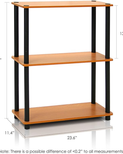 Furinno Turn-N-Tube 3-Tier Compact Multipurpose Shelf Display Rack, Light Cherry - LeafyLoom