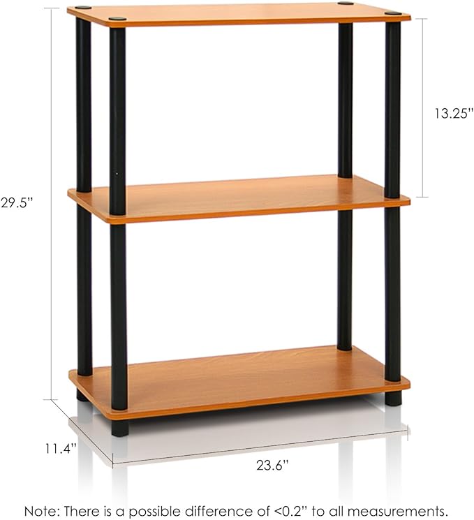 Furinno Turn-N-Tube 3-Tier Compact Multipurpose Shelf Display Rack, Light Cherry - LeafyLoom