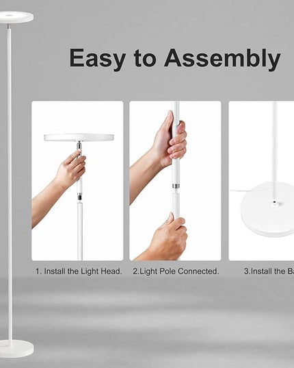 SUNMORY Floor Lamps for Living Room, 32W/3000LM Super Bright LED Floor Lamp with Remote Control, 69" Tall Standing Lamp with Stepless Dimmable, Modern Torchiere Corner Lamp for Bedroom, Office White - LeafyLoom