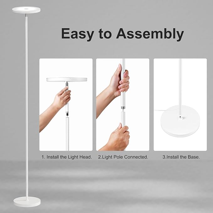SUNMORY Floor Lamps for Living Room, 32W/3000LM Super Bright LED Floor Lamp with Remote Control, 69" Tall Standing Lamp with Stepless Dimmable, Modern Torchiere Corner Lamp for Bedroom, Office White - LeafyLoom