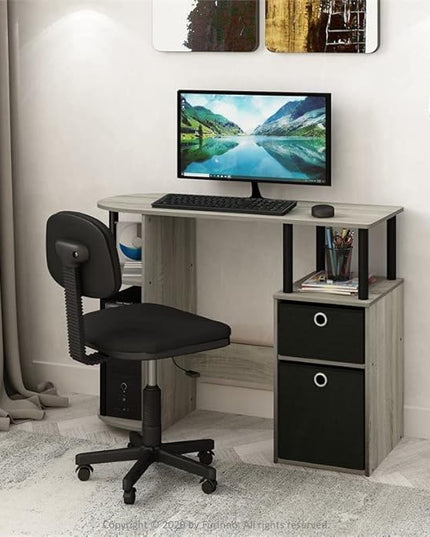 FURINNO Turn-N-Tube 4-Bins System Rack, Columbia Walnut/Black/Dark Brown - LeafyLoom