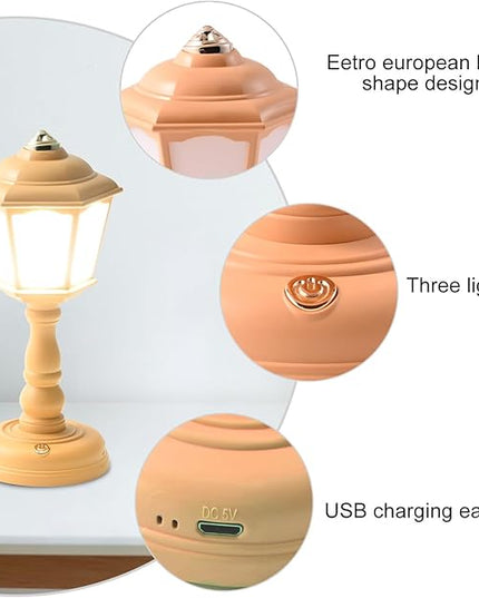 Mini Desk lamp Vintage, LED Desk Lamp Dimmable Table Lamp Reading Lamp with USB Charging Port, Sensitive Control, Eye-Caring Office Lamp,Very Beautiful Decorative Desk lamp (Yellow) - LeafyLoom