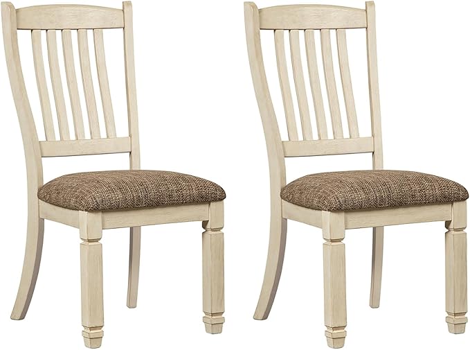 Signature Design by Ashley Bolanburg 20" Upholstered Dining Room Chair, Set of 2, Antique White - LeafyLoom