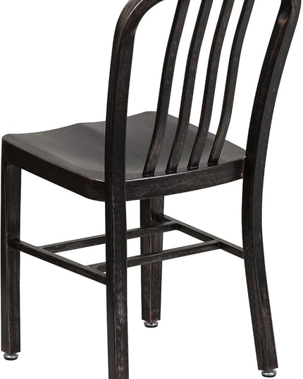 Flash Furniture Gael Commercial Grade 2 Pack Black-Antique Gold Metal Indoor-Outdoor Chair - LeafyLoom