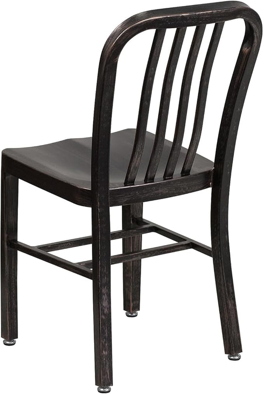 Flash Furniture Gael Commercial Grade 2 Pack Black-Antique Gold Metal Indoor-Outdoor Chair - LeafyLoom