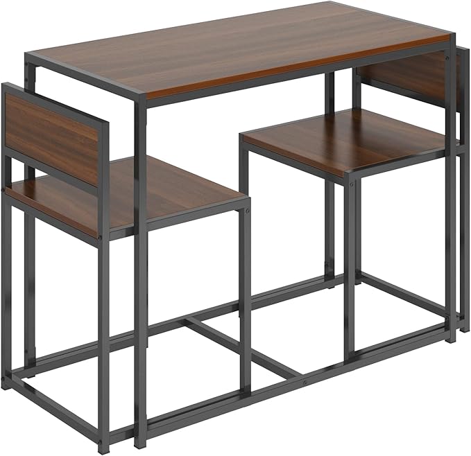 SogesHome Compact Dining Table Set with 2 Chairs, Small 3 Piece Lunch Table Set, Breakfast Table Chair Set for Kitchen, Living-Room - LeafyLoom