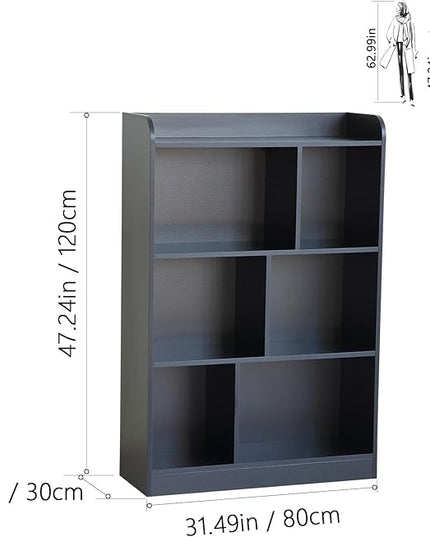 Book Shelf with Back Panel Stability 6 Cube Bookcase Multifunctional Cube Storage Organizer for Bedroom Living Room Office Closet School in Black with 31.49''W - LeafyLoom