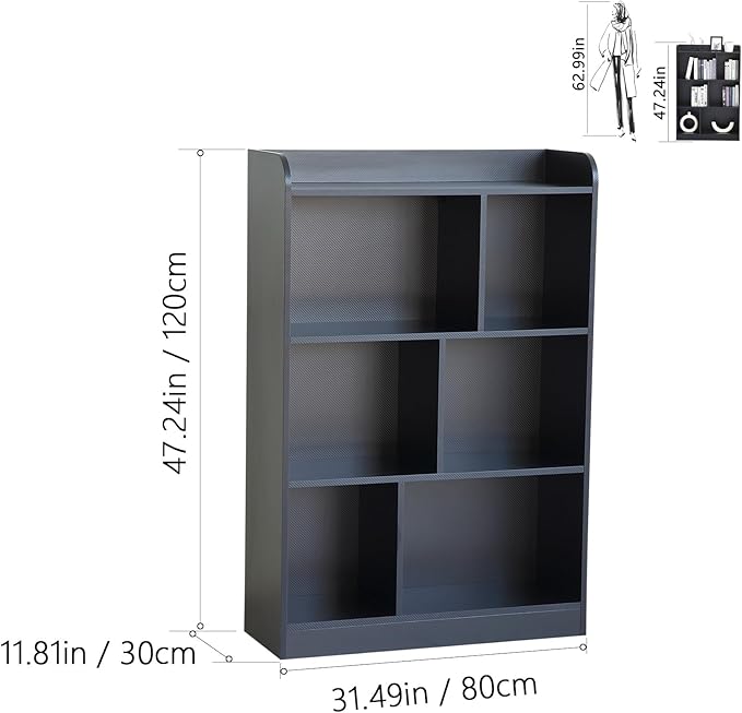 Book Shelf with Back Panel Stability 6 Cube Bookcase Multifunctional Cube Storage Organizer for Bedroom Living Room Office Closet School in Black with 31.49''W - LeafyLoom