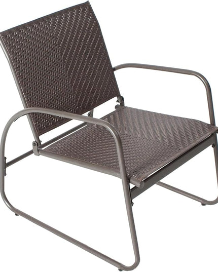 Mapleleaf 4 Pieces Rattan Patio Furniture Set, Outdoor Wicker Conversation Sofa Set, Rattan Chair and Glass Coffee Table for Yard, Pool or Backyard (Brown) - LeafyLoom
