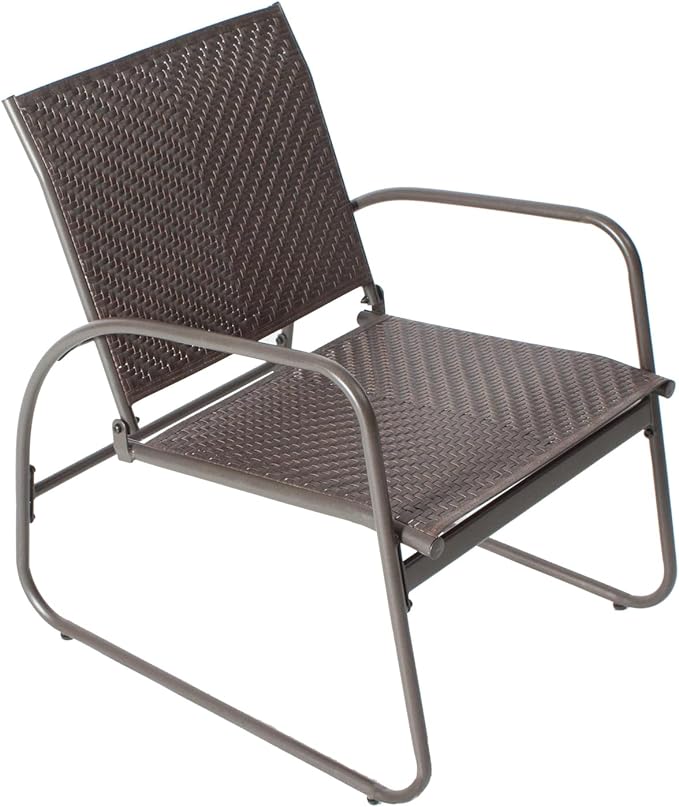 Mapleleaf 4 Pieces Rattan Patio Furniture Set, Outdoor Wicker Conversation Sofa Set, Rattan Chair and Glass Coffee Table for Yard, Pool or Backyard (Brown) - LeafyLoom