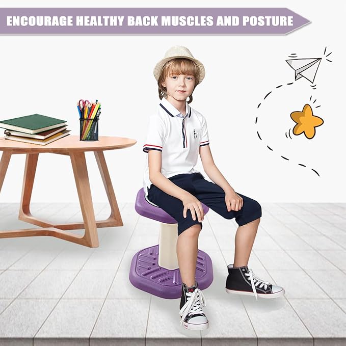 Active Chairs Kids Preschool Wobble Stool - Alternative Flexible Seating Balance Wiggle Stool for Classroom,Preschool,Kindergarten&Elementary School,Active Sensory Chairs,Ages3-8,Purple(14in) - LeafyLoom