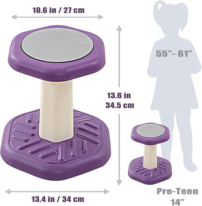 Active Chairs Kids Preschool Wobble Stool - Alternative Flexible Seating Balance Wiggle Stool for Classroom,Preschool,Kindergarten&Elementary School,Active Sensory Chairs,Ages3-8,Purple(14in) - LeafyLoom