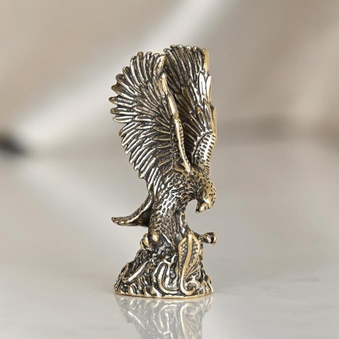 Vintage Solid Brass Eagle Figurine - Majestic Desk Decor for Collectors - Perfect Home or Office Accent(Eagle) - LeafyLoom
