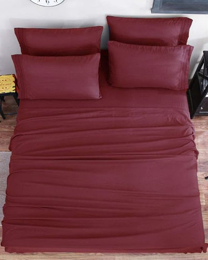 SONORO KATE Bed Sheet Set Super Soft Microfiber 1800 Thread Count Luxury Egyptian Sheets 18-Inch Deep Pocket，Wrinkle and Hypoallergenic-6 Piece (Burgundy, Twin XL-6 Piece) - LeafyLoom