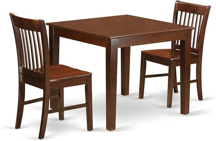 East West Furniture Oxford 3 Piece Room Set Contains a Square Kitchen Table and 2 Dining Chairs, 36x36 Inch, OXNO3-MAH-W - LeafyLoom