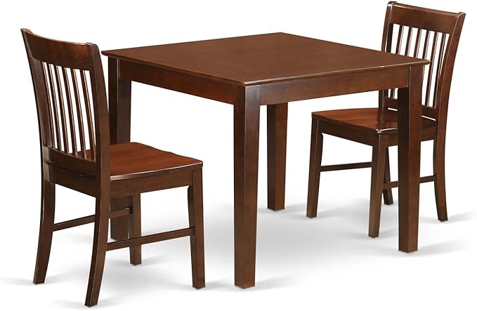East West Furniture Oxford 3 Piece Room Set Contains a Square Kitchen Table and 2 Dining Chairs, 36x36 Inch, OXNO3-MAH-W - LeafyLoom