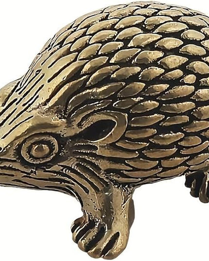Vintage Solid Brass Hedgehog Figurine - Charming Desk Decor for Collectors - Perfect Home or Office Accent(Hedgehog) - LeafyLoom