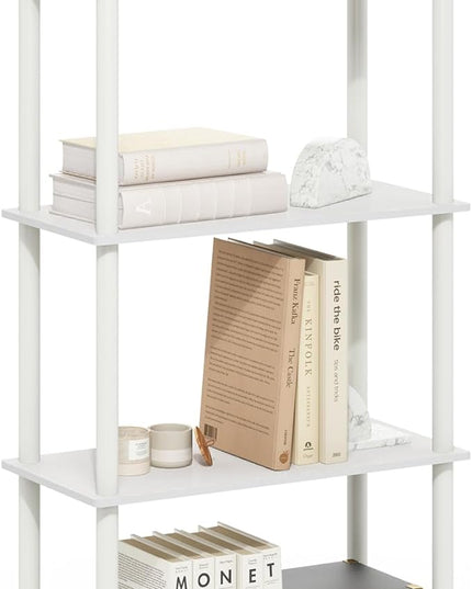 Furinno Turn-N-Tube 3-Tier Compact Multipurpose Shelf Display Rack, White/White, Set of 2 - LeafyLoom
