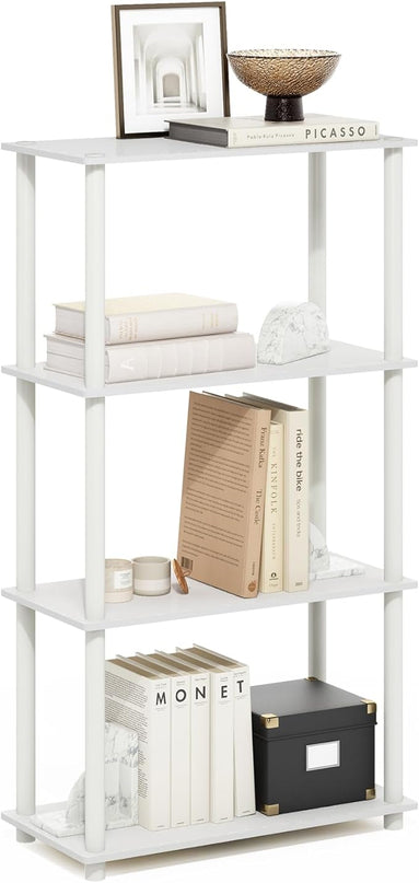 Furinno Turn-N-Tube 3-Tier Compact Multipurpose Shelf Display Rack, White/White, Set of 2 - LeafyLoom