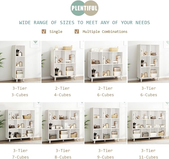 IOTXY Open Cube Low Bookcase - 2-Tier Freestanding Storage Display Cabinet Organizer with Legs for Home Office, 6-Cubes Open Shelf Short Bookshelf, White - LeafyLoom