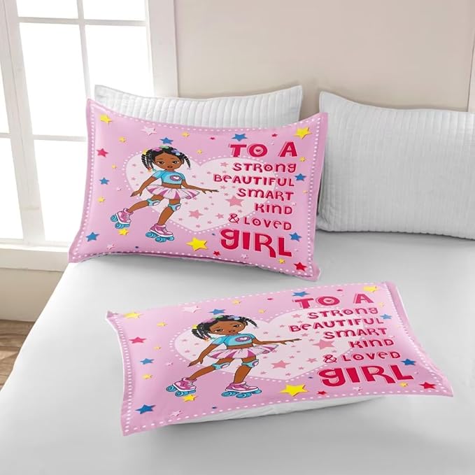 Black Ballerina Comforter Twin Sets for Girls Toddle,Black Girl Magic Comforter Set for Teens Kids,African American Afro Girl Inspirational Bedding Sets - LeafyLoom
