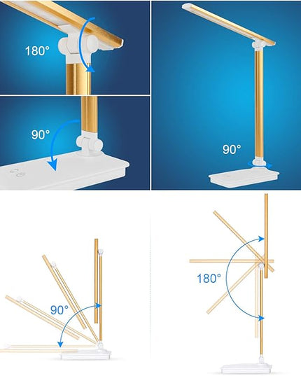 Desk Lamps for Home Office Dimmable LED Desk Lamp with USB Charging Port, Eye Caring Table Lamp, Touch Control with 5 Lighting Modes 3 Level Brightness - LeafyLoom