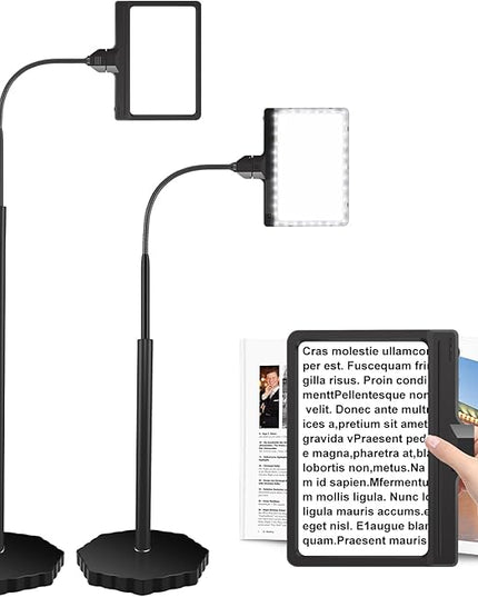 5X Magnifying Glass with Light and Stand, Adjustable Brightness Magnifying Floor Lamp, Gooseneck Arm Lighted Magnifier for Reading, Crafts and Close Work - LeafyLoom