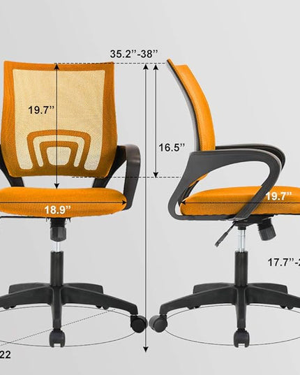 Home Office Chair Ergonomic Desk Chair Mesh Computer Chair with Lumbar Support Armrest Executive Rolling Swivel Adjustable Mid Back Task Chair for Women Adults (Orange) - LeafyLoom
