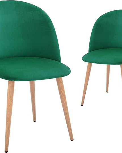 CangLong Mid Century Modern Kitchen Velvet Upholstered Accent Leisure Chairs,Set of 2, Green 1 - LeafyLoom