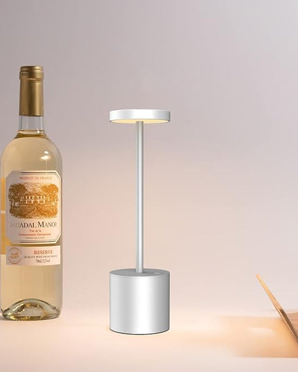 CYOIDAI LED Table Lamp, 2 Pack Rechargeable Battery with Cordless Desk Lamps 3 Lighting Modes Dimmable Light 5000 mAh, for Restaurant, Terrace, Outdoor (Silver) - LeafyLoom