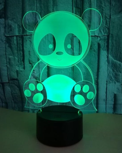 Optical Illusion 3D Panda Night Light 16 Colors Changing USB Power Remote Control Touch Switch Decor Lamp LED Table Desk Lamp Children Kids Christmas Xmas Brithday Gift - LeafyLoom